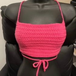 fuchsia crochet top, summer crochet top, pink crocheted top,  rainbow top, crochet top