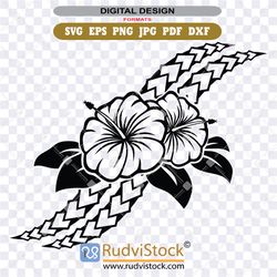Tattoo svg. Polynesian Flowers svg  tattoo design, Samoan floral flowers tribal tattoo design.