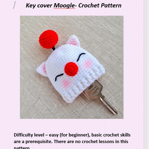 Key cover Moogle Crochet pattern, FFXIV keychain Final Fanta | Inspire ...