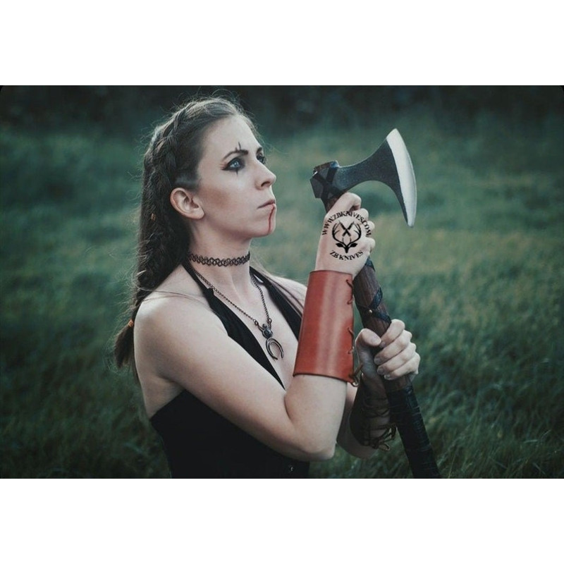 Bearded Viking AXE, Leather Wrapped Custom Engraved Axe Handle & Leather Sheath, Rosewood, Carbon Steel, Iron ANNIVERSARY GIFT for Her (7).jpg