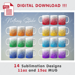 14 Paisley Bandana Sublimation Designs - 11oz 15oz MUG - Digital Mug Wrap