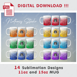 14 Inspired Starbucks Paisley Bandana Sublimation Designs - 11oz 15oz MUG - Digital Mug Wrap