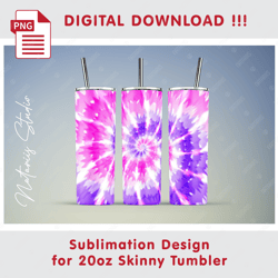 Tie Dye Template - Seamless Sublimation Pattern - 20oz SKINNY TUMBLER - Full Tumbler Wrap