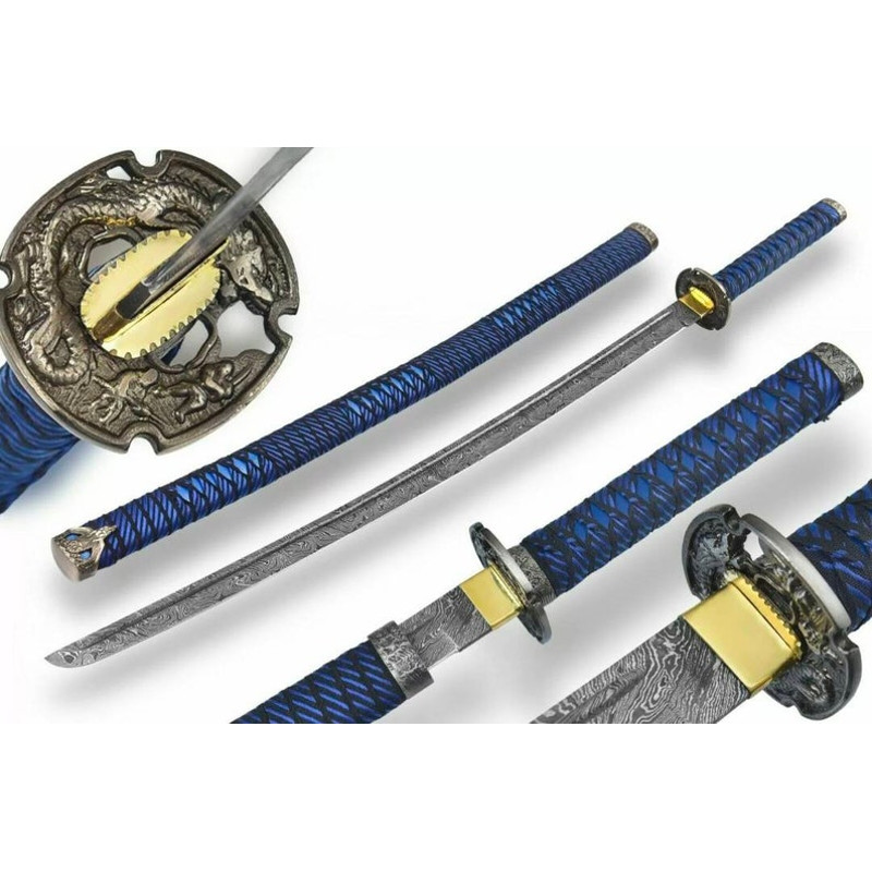 Hamdamde Damascus Katana Sword, Personalized Sword, Engraved Sword, SHARP Blade Katana Practice Samurai Sword (4).jpg
