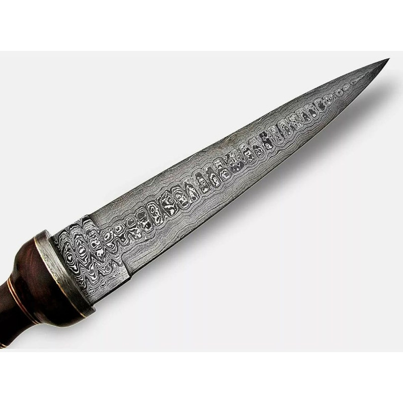 Damascus Steel Gladiator Sword with Leather Sheath, Japanese Samurai Sword Gift, Hand Forged Roman Sword, Damascus Steel Blade, Combat Sword (8).jpg