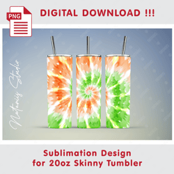 Tie Dye Template - Seamless Sublimation Pattern - 20oz SKINNY TUMBLER - Full Tumbler Wrap
