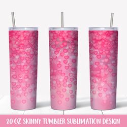 Pink hearts 20oz skinny tumbler sublimation wrap