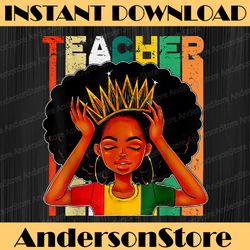 black woman teacher afro png, retro matching black history month png, african american teacher words in afro png