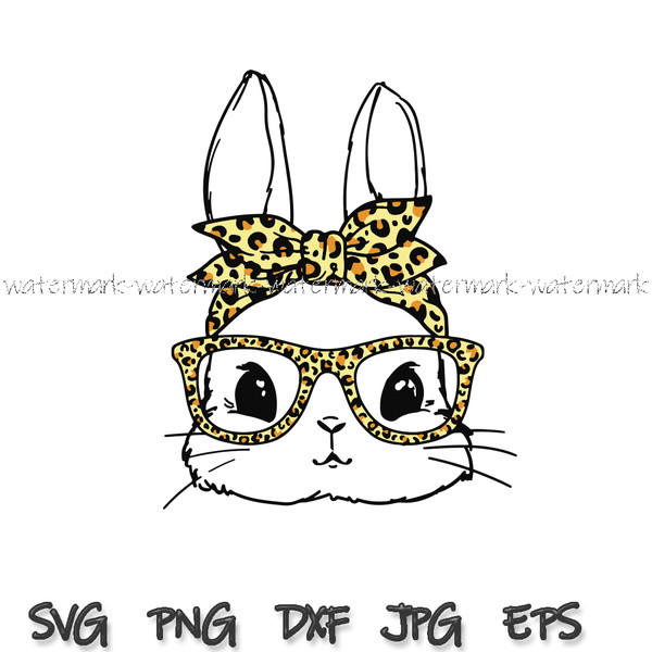 21 Cute bunny with leopard bandana and glasses.png