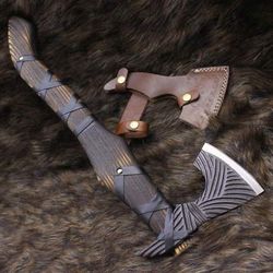 hunting axe, viking axe, with rose wood, wedding gifts for him, anniversary gifts for her, gifts for him, camping axes
