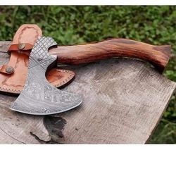 hunting axe, viking axe, with rose wood, engraved cutting axe, anniversary gifts for her, gifts for him, camping axes