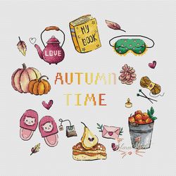 Autumn time. Cross stitch pattern pdf & css