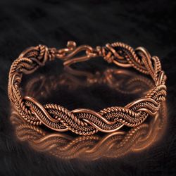 Unique wire wrapped pure copper bracelet, Antique style artisan copper jewelry, Beautiful gift for her or him, Wire work