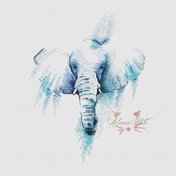 Blue elephant. Cross stitch pattern pdf & css