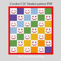 Crochet C2C Smiles blanket pattern PDF