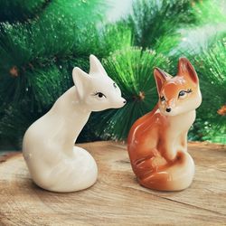 figurine Fox porcelain, statuette, arctic fox statue red fox