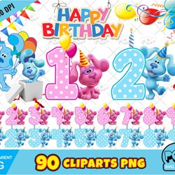 blue's clues birthday clipart png, blues clues bday png cut file for cricut silhouette, instant download