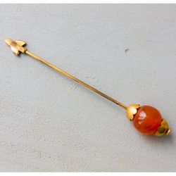 Antique hat pin Carnelian stick pin