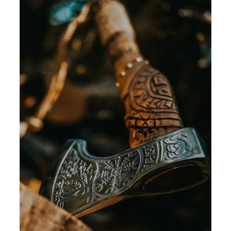Custom Gift Hand Forged Carbon Steel VIKING AXE with Rose Wood Shaft, Wedding Gift, Axe,Axes Best Birthday Gift, Anniversary Gift For Him4.jpg