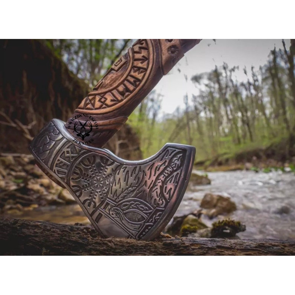 Custom Gift Hand Forged Carbon Steel VIKING AXE with Rose Wood Shaft, Wedding Gift, Axe,Axes Best Birthday Gift, Anniversary Gift For Him5.jpg