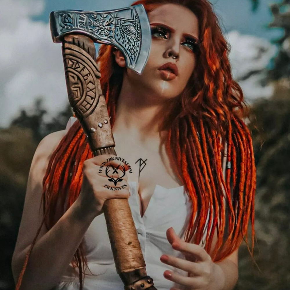 Custom Gift Hand Forged Carbon Steel VIKING AXE with Rose Wood Shaft, Wedding Gift, Axe,Axes Best Birthday Gift, Anniversary Gift For Him1.jpg