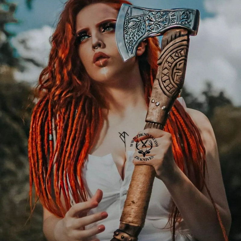 Custom Gift Hand Forged Carbon Steel VIKING AXE with Rose Wood Shaft, Wedding Gift, Axe,Axes Best Birthday Gift, Anniversary Gift For Him2.jpg