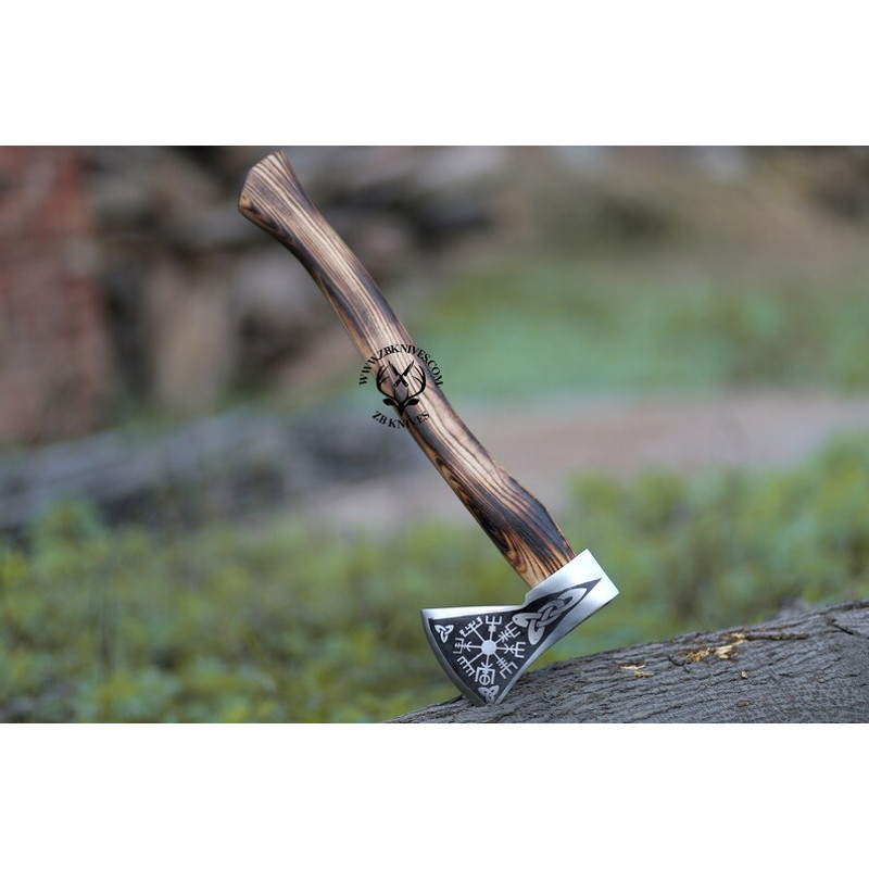 Hand Forged Viking Battle Axe, Viking Compass (4).jpg