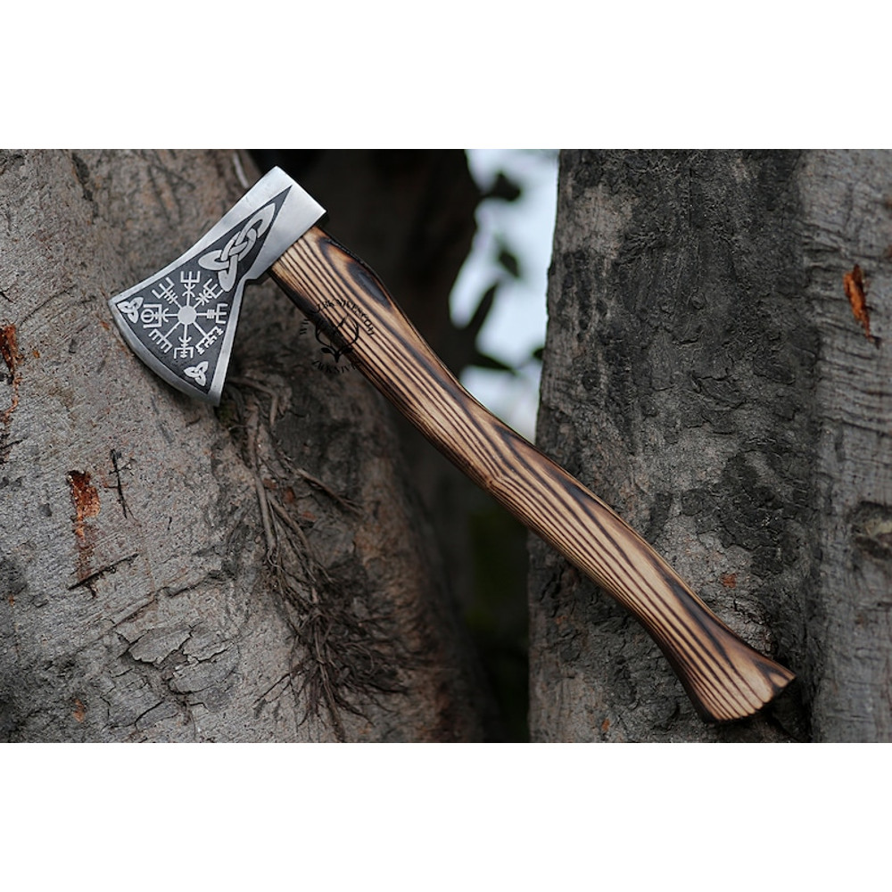 Hand Forged Viking Battle Axe, Viking Compass (7).jpg