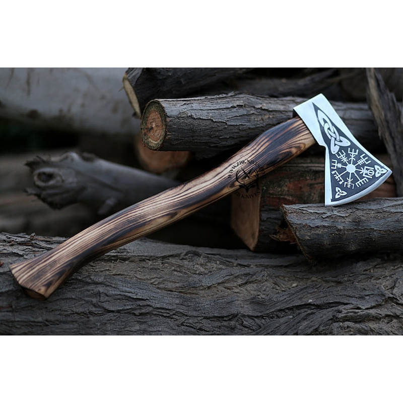 Hand Forged Viking Battle Axe, Viking Compass (9).jpg