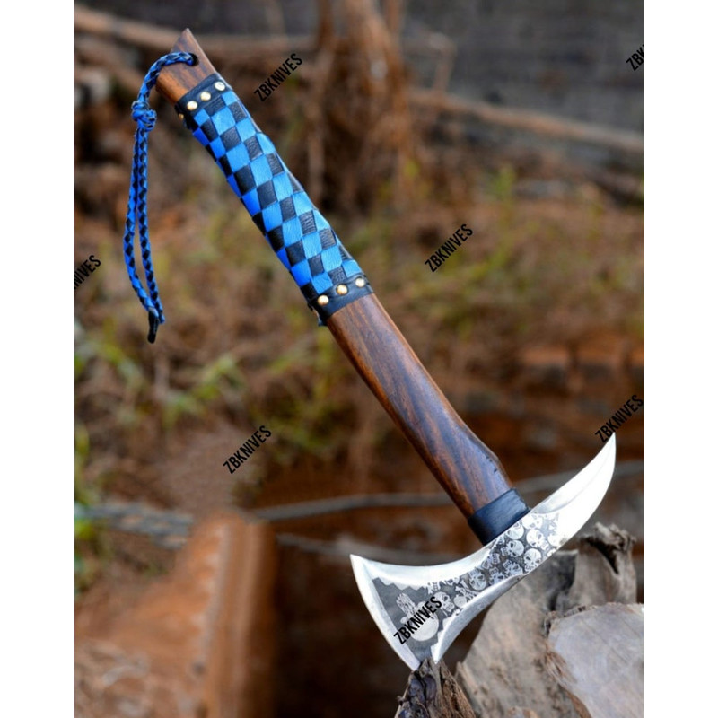 Hand FORGED AXE, Custom handmade Nordic Axe, Throwing Axe With Beautiful Handmade Leather Sheath, Best Gift For Men, Father's day gift8.jpg