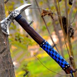 Hand FORGED AXE, Custom handmade Nordic Axe, Throwing Axe With Beautiful Handmade Leather Sheath, Best Gift For Men,