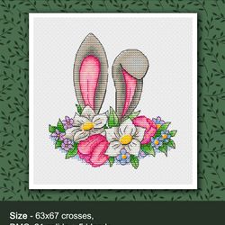 Spring hello cross stitch pattern Easter bunny embroidery Flowers design PDF