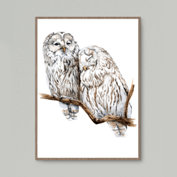Watercolor poster "OWLS" (digital print)