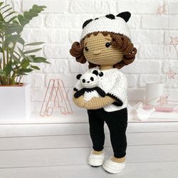 Crochet pattern doll Amanda and crochet amigurumi panda, Crochet animal toy