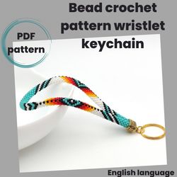 Bead crochet pattern, PDF pattern, Pattern wristlet keychain, Turquoise wristlet keychain pattern