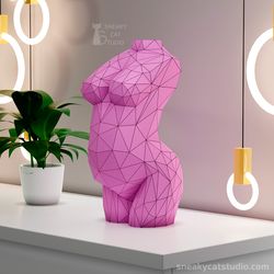 Pregnant woman torso - 3D Papercraft template Digital pattern for printing and cutting (pdf, svg*, dxf*)