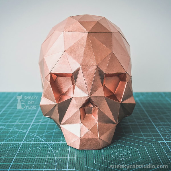 Skull 3D Papercraft template Digital pattern for printing Inspire