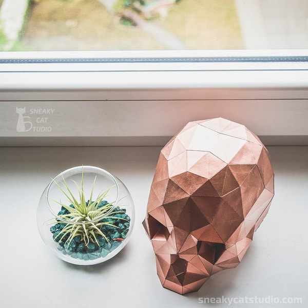Skull 3D Papercraft template Digital pattern for printing Inspire