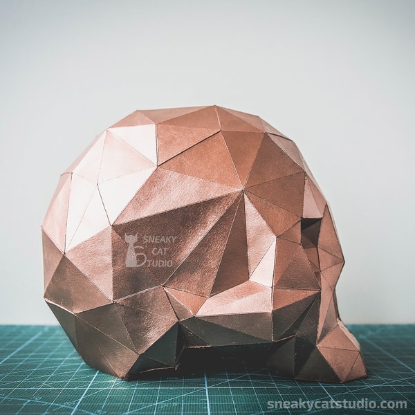 Skull 3D Papercraft template Digital pattern for printing Inspire