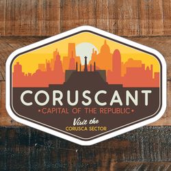 star wars coruscant stickers, star wars planet stickers, coruscant, travel sticker