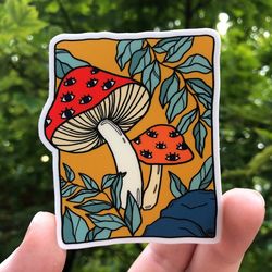 eyeball mushroom vinyl sticker waterproof, plant sticker