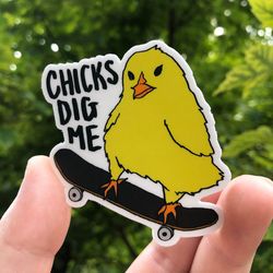 chicks dig me vinyl sticker waterproof