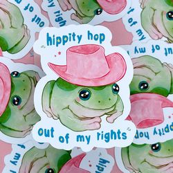 hop out of my rights | frog sticker | abortion-rights | laptop sticker | vinyl | deco | women rights sticker