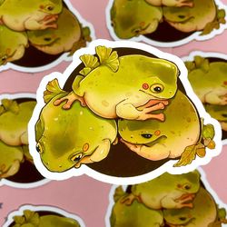 cozy frog sticker | autumn frog pile | frog sticker | froggy sticker | sticker pack | laptop sticker