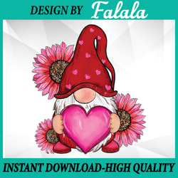 happy valentine's day gnome with leopard sunflower valentine png, valentine day png, digital download