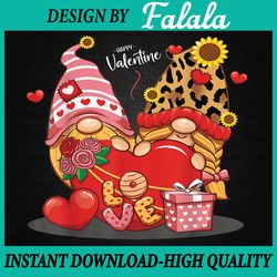 happy valentines day gnomes with leopard sunflower valentine png, valentine day png, digital download
