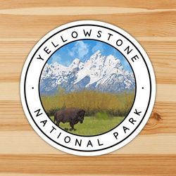 yellowstone national park art round vinyl sticker