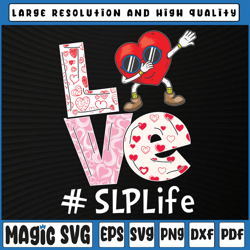 love speech language pathologist slp valentine dabbing heart png, valentine day, digital download