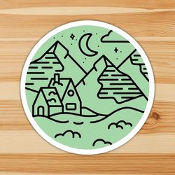mountains at night vinyl sticker