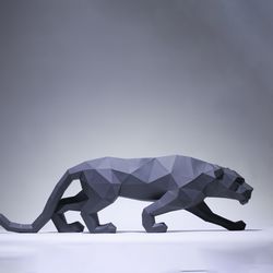 black panther, papercraft panther, leopard, papercraft decor, home decor, gift, papercraft 3d, low poly, origami 3d, pap